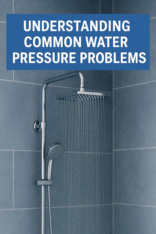 Modern shower with steady water flow illustrating common water pressure problems in homes.