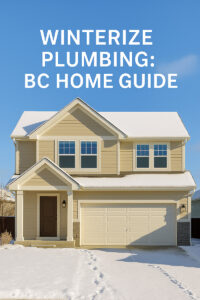 Two-story BC home covered in snow illustrating a winter plumbing guide for protecting pipes and fixtures.