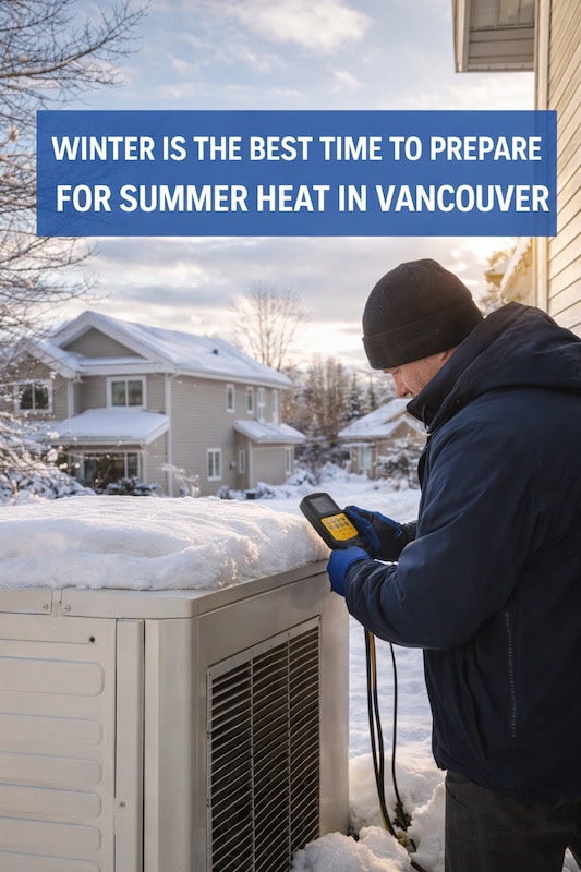 Winter HVAC maintenance on a Vancouver home preparing for summer cooling